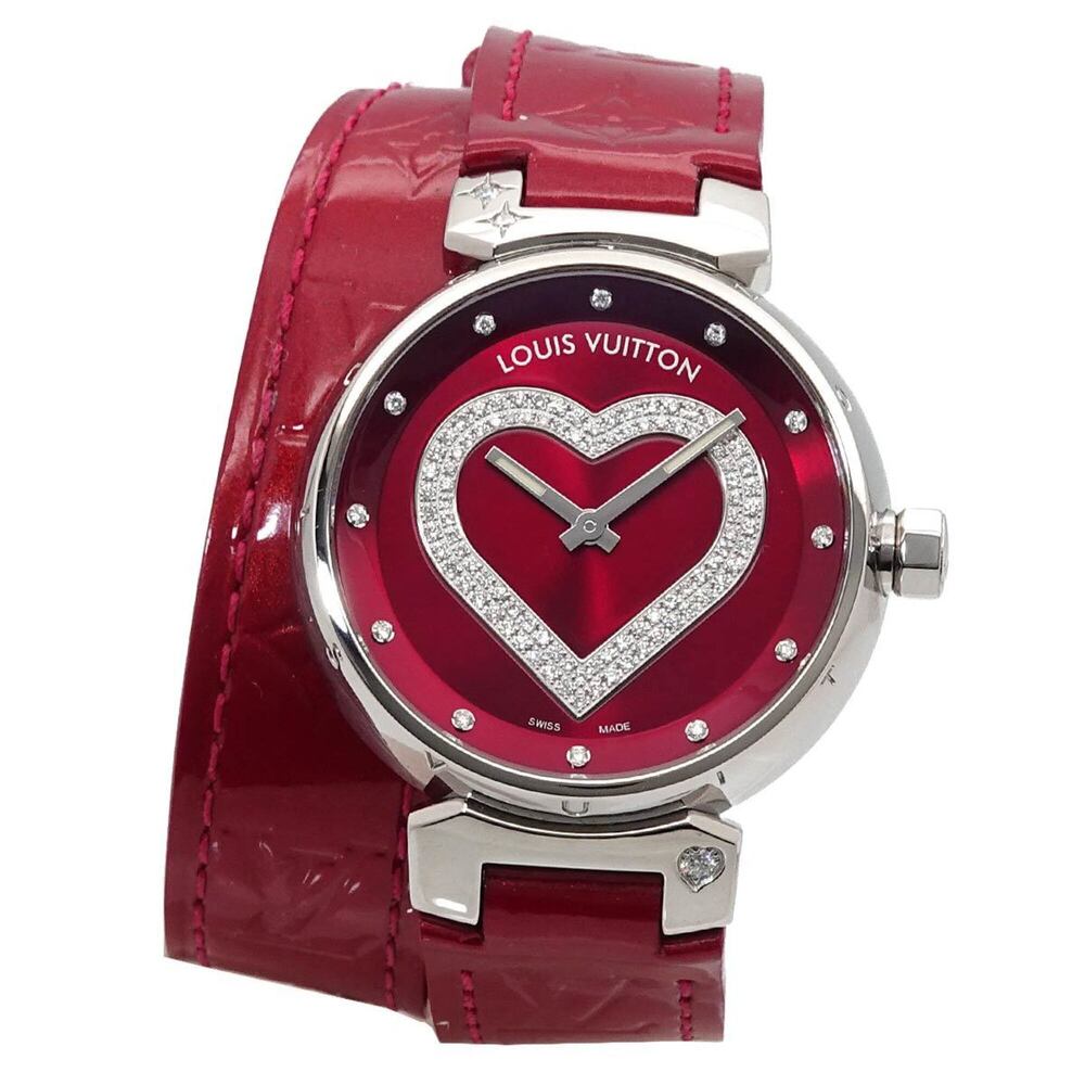 Louis Vuitton Tambour Heart Pomme d'Amour Q1314 Women's Watch 12P Diamond Red...